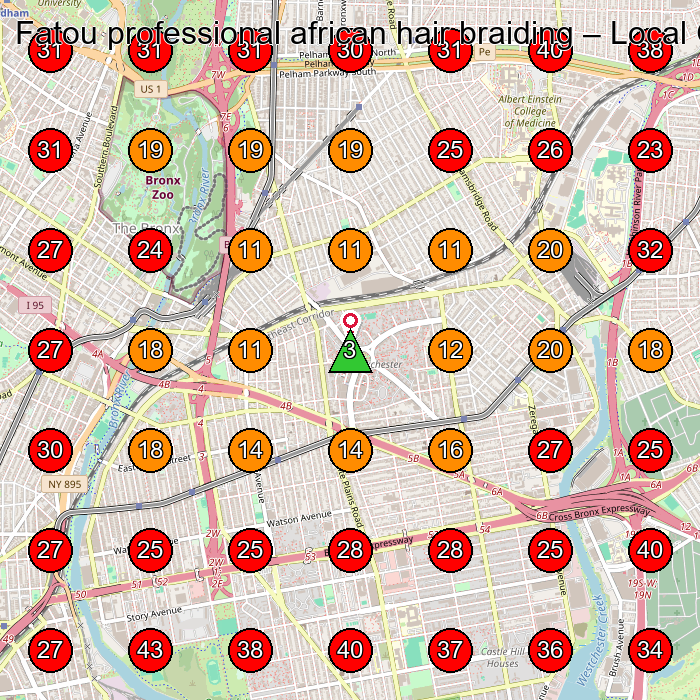 Fatou professional african hair braiding GeoGrid visibility map for Hair Salon in Bronx